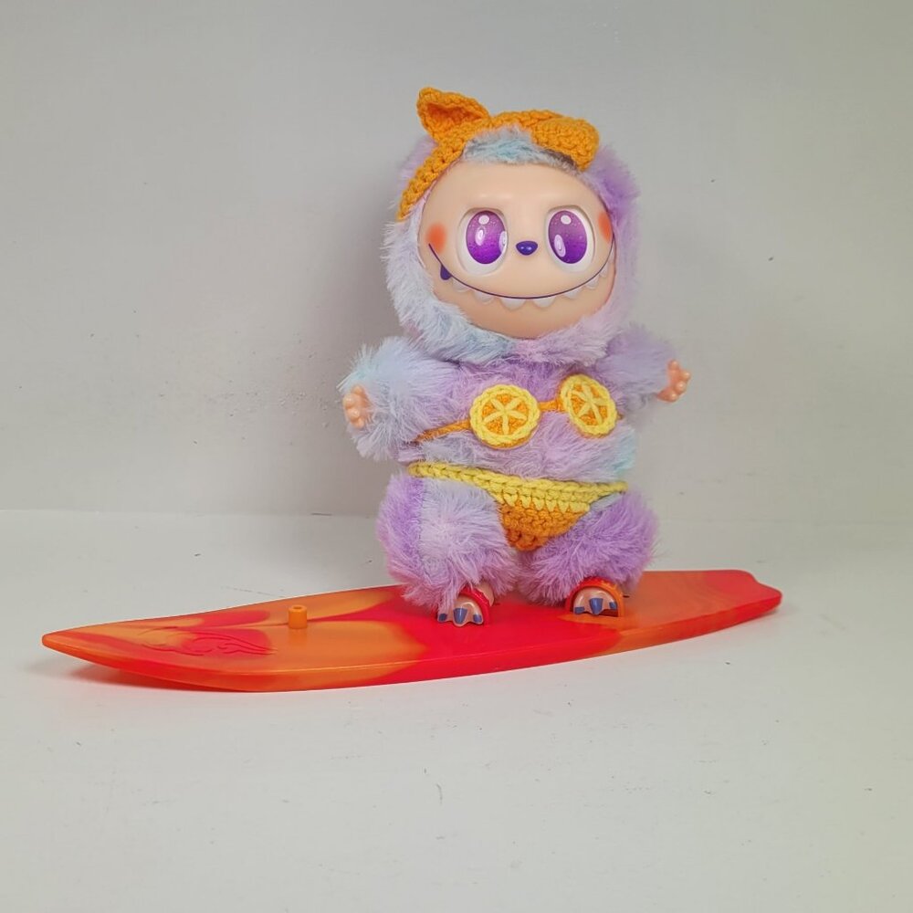 labubu orange bikini and surfboard, no doll